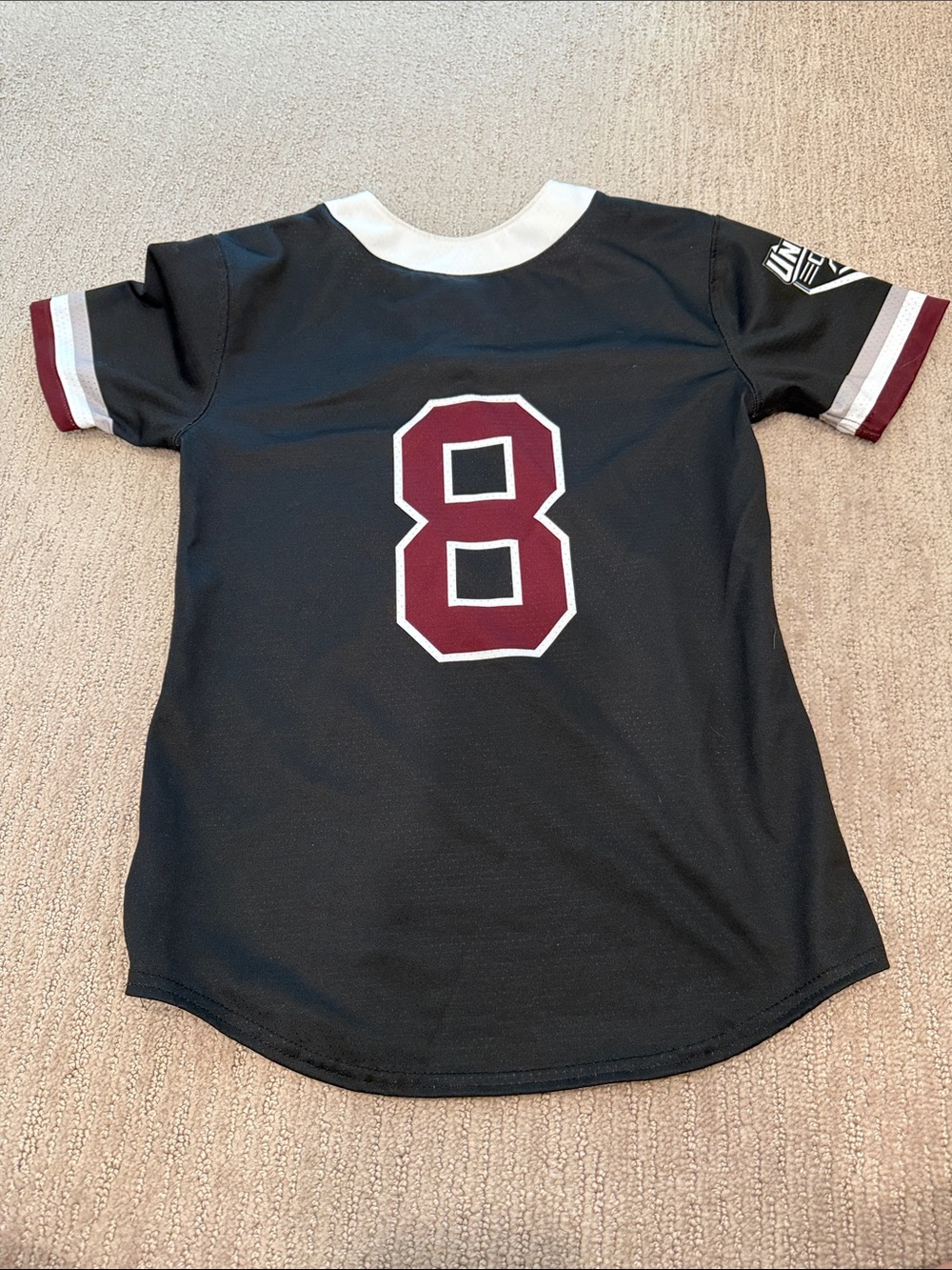 Kids Black Jersey with Maroon Number 8